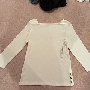 Chico’s white shirt